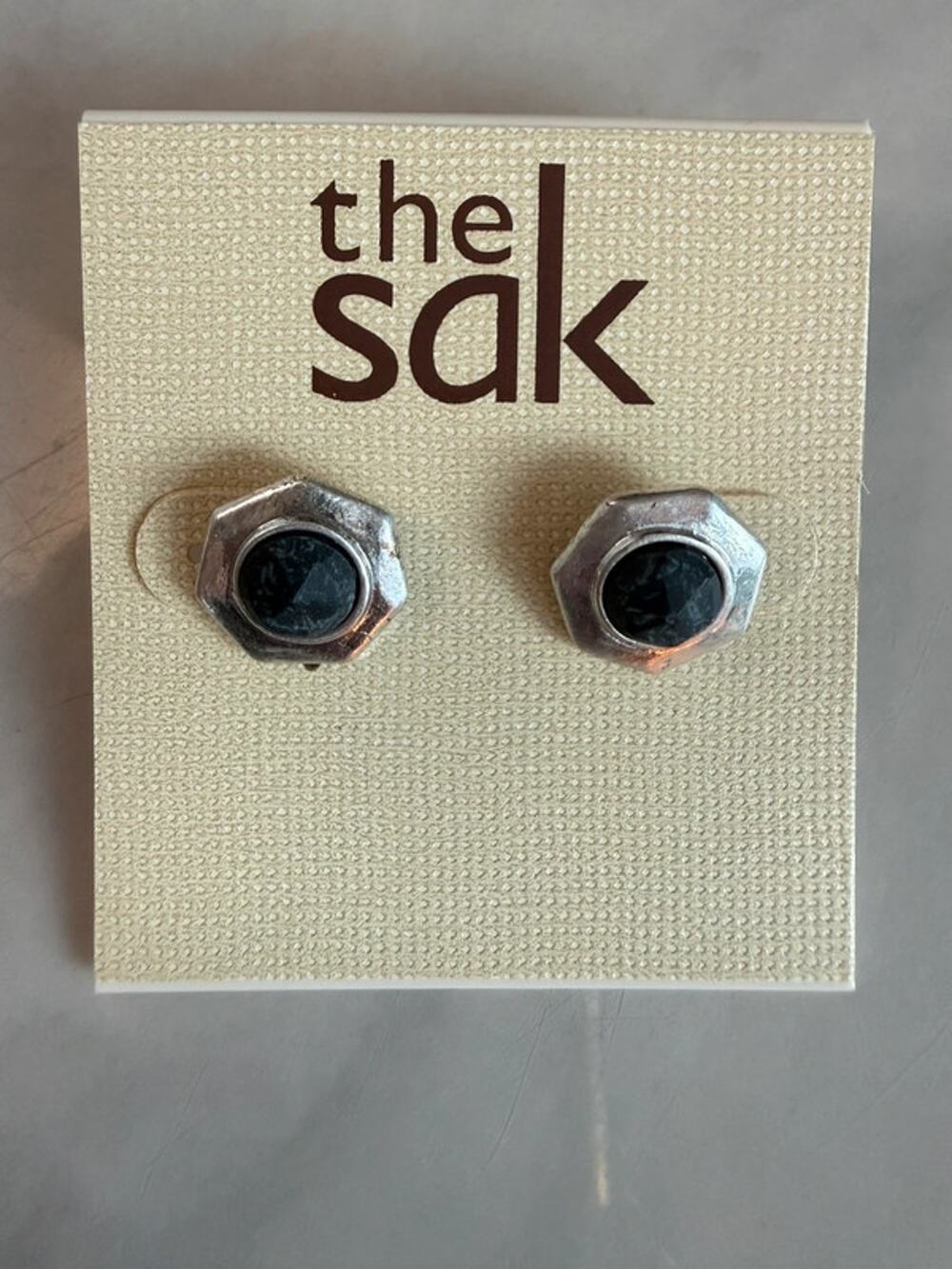 The Sak silver tone and black stud earrings